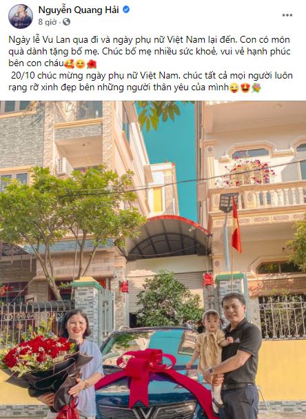 Quang Hải tặng mẹ xế hộp nửa tỷ nhân dịp 20/10, dân mạng trầm trồ chuẩn con nhà người ta-2