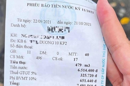 'Tá hỏa' nhận hóa đơn tiền nước tăng gấp 15 lần sau ngày giãn cách