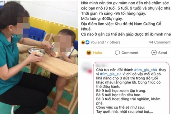 Lương 12 triệu trông 3 trẻ kiêm giúp việc, cô giáo chê