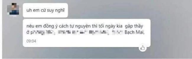 Vụ lộ tin nhắn gợi ý tạo điều kiện qua môn bằng cuộc hẹn tại khách sạn với nữ sinh: Người liên quan chịu trách nhiệm thế nào?-2