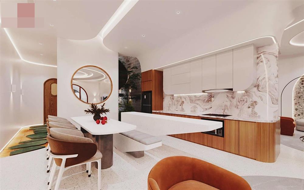 Ngôi nhà 3 tầng kiến trúc độc, lạ bố trí bếp trên sân thượng-7