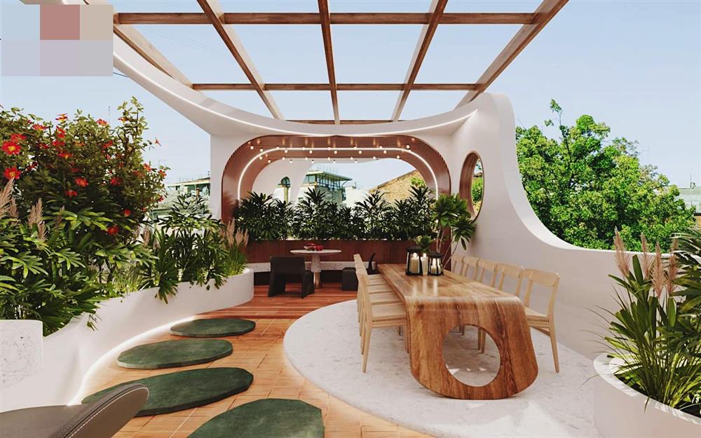 Ngôi nhà 3 tầng kiến trúc độc, lạ bố trí bếp trên sân thượng-9