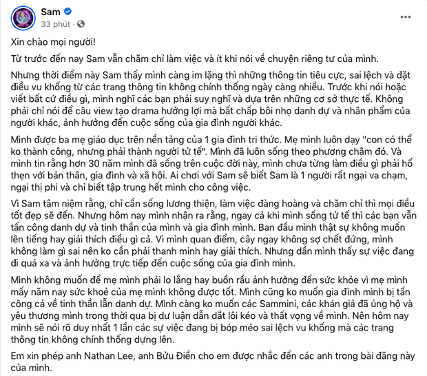 Sam chính thức lên tiếng: Gọi thẳng tên Nathan Lee, giải thích sao về quan hệ với ông trùm Điền Quân?-1