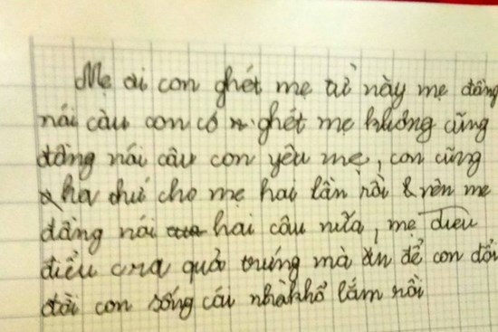 ''Mẹ ơi con ghét mẹ, con đã tha thứ 2 lần rồi nên mẹ đừng nói gì nữa'' - Bức thư đầy đau xót của đứa trẻ làm mọi vị phụ huynh bừng tỉnh về cách đối xử với con