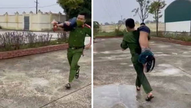Clip Thượng uý công an bế ngược cháu bé đuối nước chạy quanh sân, cứu sống thần kỳ-2