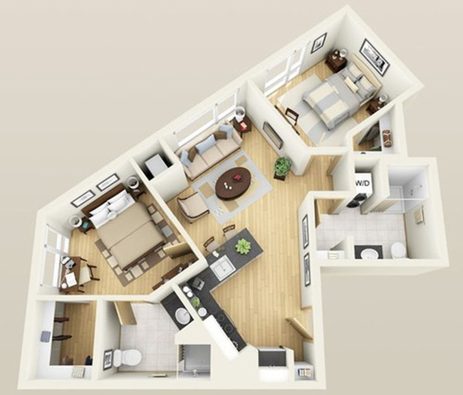 5 mẫu thiết kế nhà cực kỳ hay ho cho mảnh đất méo-4