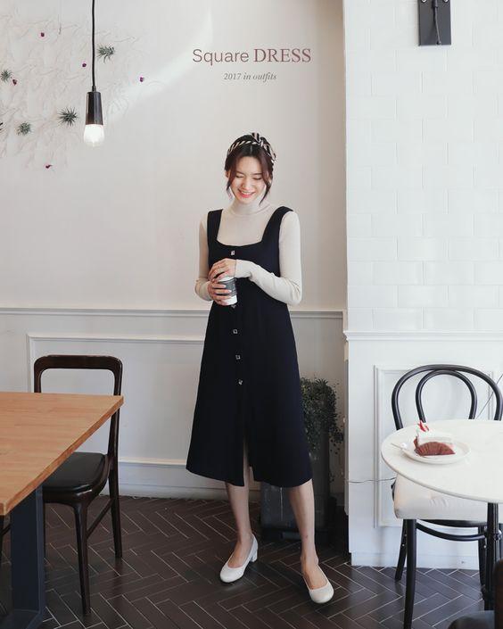 Mix đồ với váy yếm mùa đông vừa ấm vừa xịn sò như gái Hàn-7