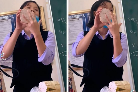 Cô giáo dạy về hình trụ nhưng không có gì làm ví dụ bèn lấy một thứ ra, học trò nhìn xong chắc chẳng còn tâm trí học hành