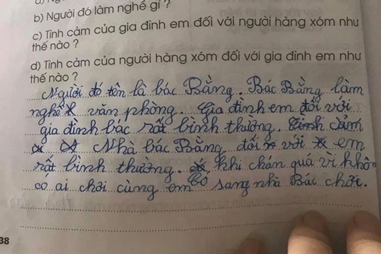 Học sinh cấp 1 viết văn tả bác hàng xóm: 