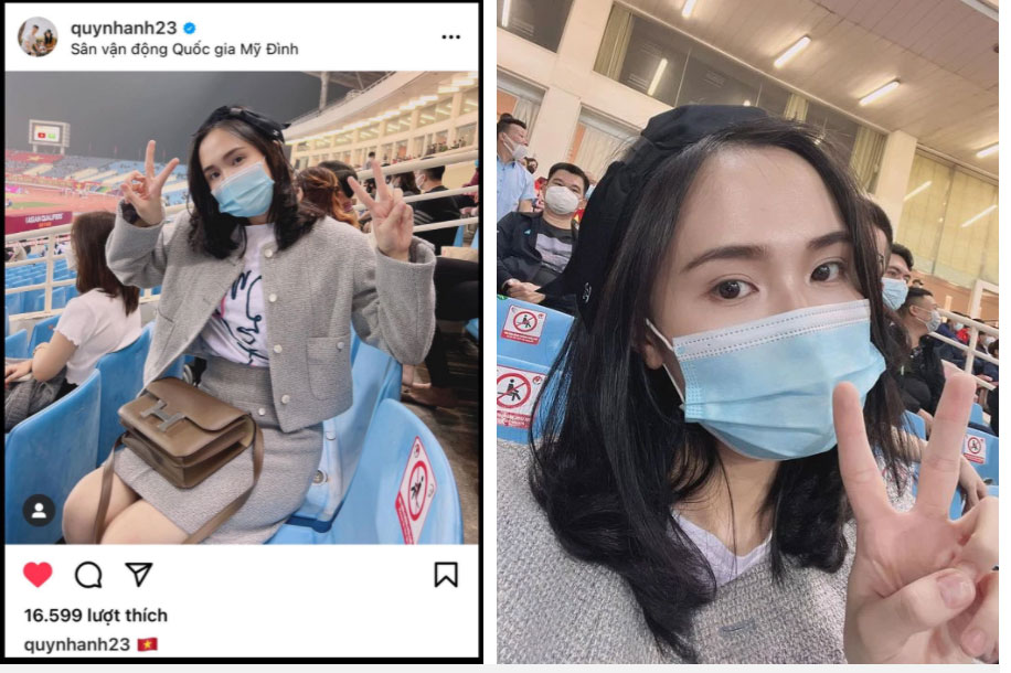 Vợ cầu thủ Duy Mạnh đích thân ra sân cổ vũ chồng, chiếm spotlight bởi mái tóc ngắn mới lạ-1