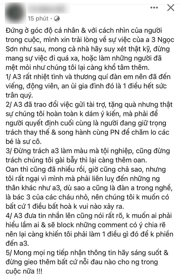 Ekip cố CS Phi Nhung lên tiếng vạch rõ 5 điều vụ từ chối thẳng 500 triệu từ danh ca Ngọc Sơn, nói gì về chuyện làm màu”?-1