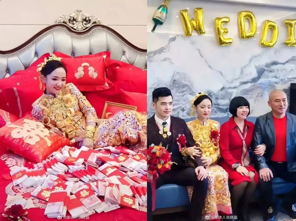 Cô dâu đeo 10kg vàng, nằm trên đống của hồi môn tiền tỷ khiến dân mạng choáng váng-3
