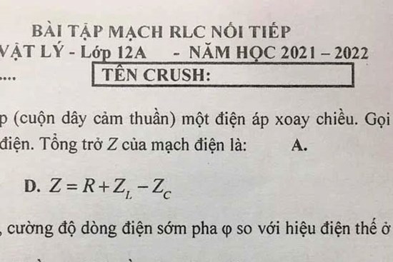 Thầy giáo phát phiếu bài tập kiểm tra Vật Lý nhưng mọi sự chú ý đều đổ dồn vào phần ĐIỀN TÊN: Thầy lầy lội thế nào học sinh nào theo kịp