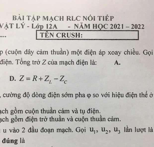 Thầy giáo phát phiếu bài tập kiểm tra Vật Lý nhưng mọi sự chú ý đều đổ dồn vào phần ĐIỀN TÊN: Thầy lầy lội thế nào học sinh nào theo kịp-1