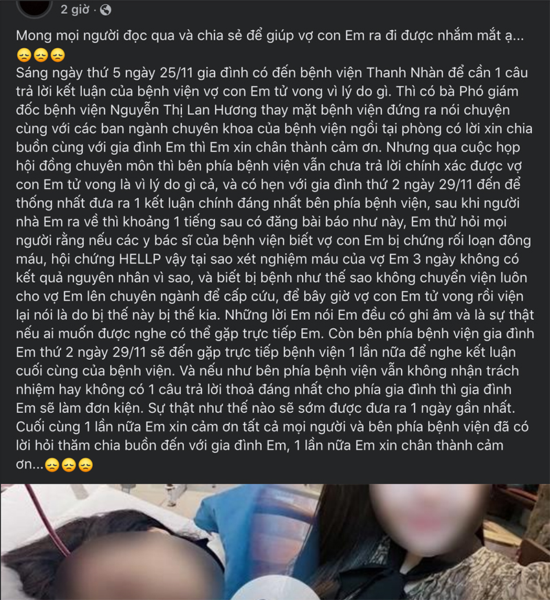 Người chồng mất cả vợ lẫn con bức xúc sau phản hồi từ BV Thanh Nhàn: Biết bệnh vợ em như thế sao không cho chuyển viện luôn?-3