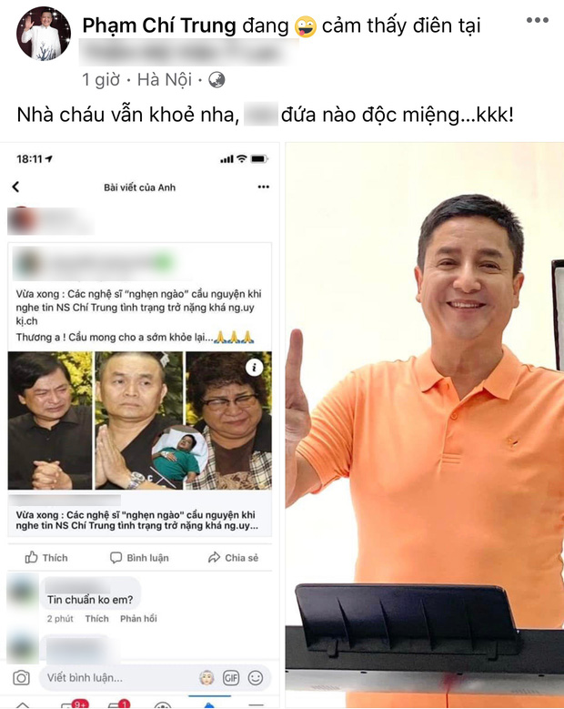 Tràn lan thông tin NS Chí Trung đang trong tình trạng nguy kịch, chính chủ phản ứng thế nào?-2