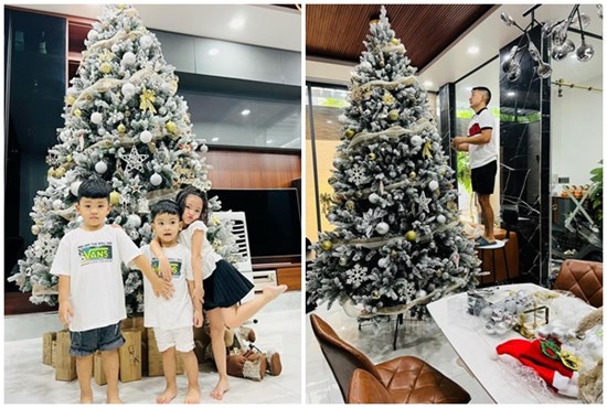 Trang trí biệt thự chuẩn bị đón Noel, chồng Hải Băng được khen không ngớt vì khéo tay hay làm