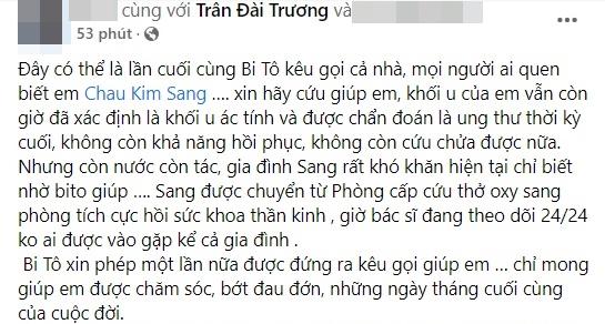 Người mẫu Châu Kim Sang nguy kịch, dự báo khó qua khỏi-1