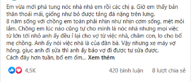 Chồng tuyên bố nhà phải có nóc khi vợ biếu bố đẻ 15 triệu, phản ứng ngay sau đó của cô lại khiến anh xuống giọng-1