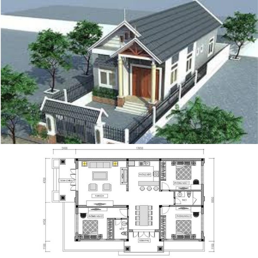 Nhà mái thái 1 tầng 3 phòng ngủ tiện nghi cho nhà đông người được xây nhiều-4