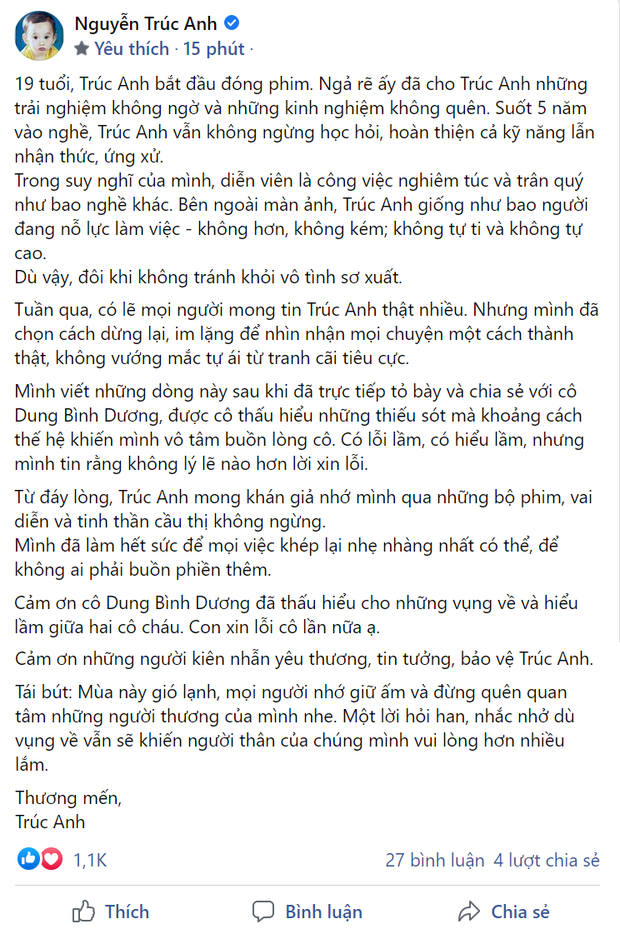 Trúc Anh chính thức lên tiếng xin lỗi NSX Dung Bình Dương sau lùm xùm bị tố mắc bệnh ngôi sao-1