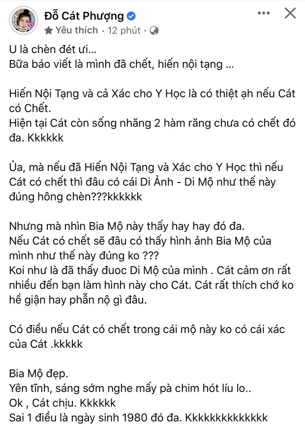 Bị netizen cắt ghép hình ảnh phản cảm trên bia mộ, phản ứng của Cát Phượng thế nào?-1