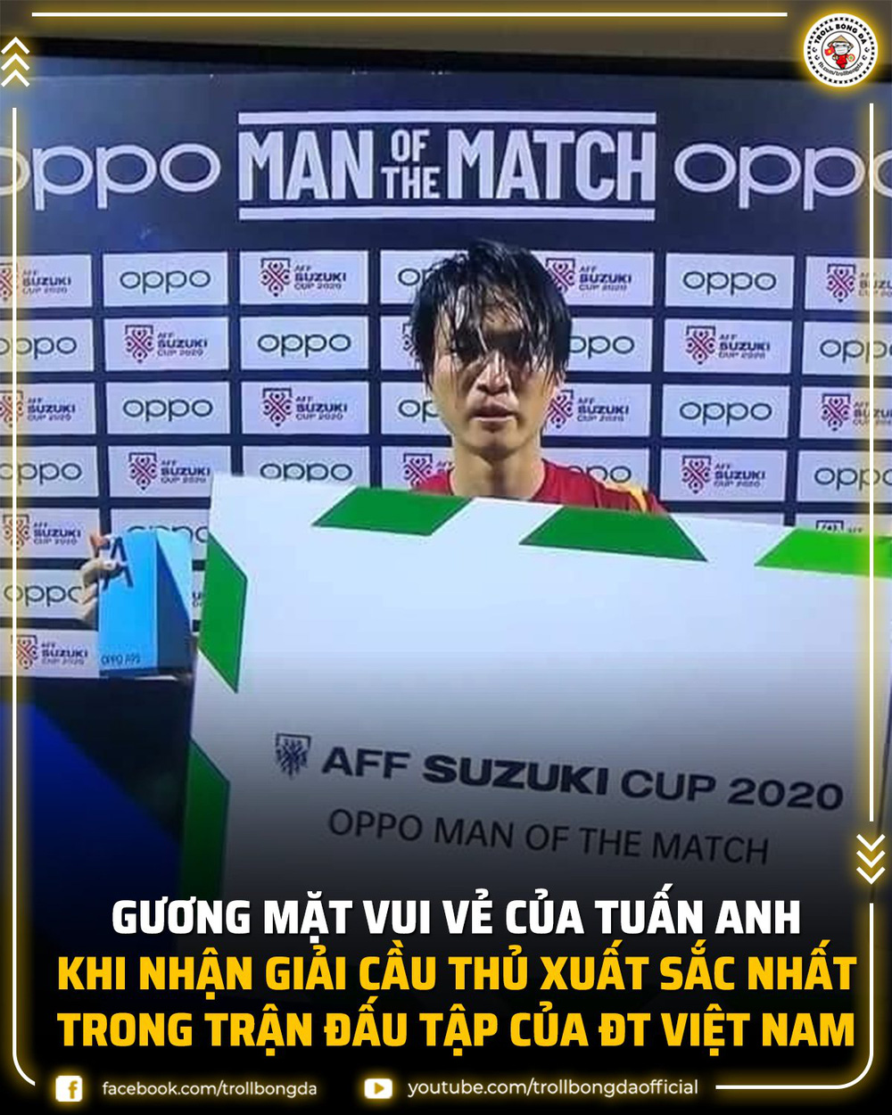 Khuôn mặt khi nhận giải cầu thủ xuất sắc nhất trận của Tuấn Anh khiến MXH dậy sóng-2