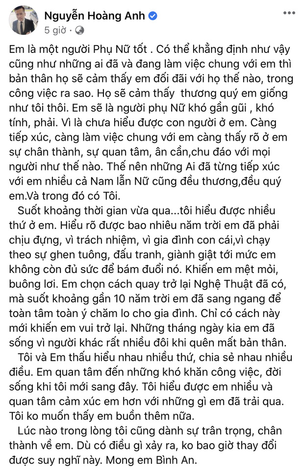 Hoàng Anh viết tâm thư dài gửi Thắm Bebe giữa cáo buộc ngoại tình, đá nhẹ đến cuộc hôn nhân bế tắc của nửa kia?-1
