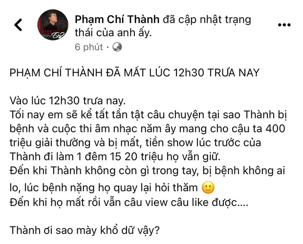 Sốc: Chí Thành vừa qua đời, quản lý tuyên bố bóc phốt 1 cuộc thi âm nhạc mà nam ca sĩ từng tham gia-2