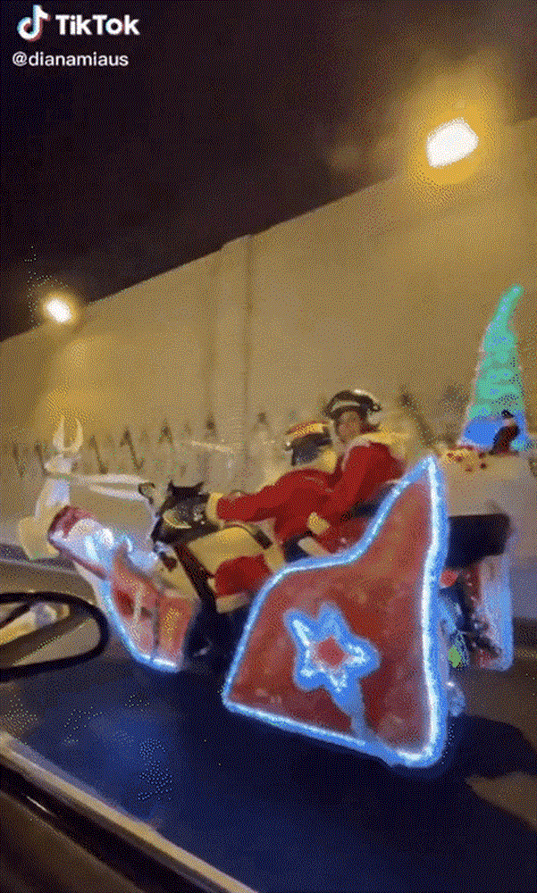 Đang chạy trên đường, tài xế té ngửa khi thấy ông già Noel thời 4.0 lướt đi như bay, dân mạng thì trầm trồ: Khét đấy!-1