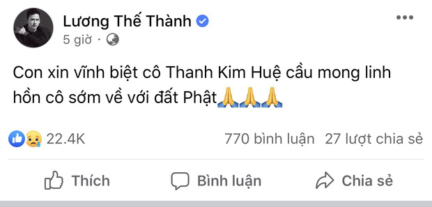 NSƯT Thanh Kim Huệ qua đời: Chồng nghẹn ngào nói lời tiễn biệt, dàn sao Việt bàng hoàng xót xa-5