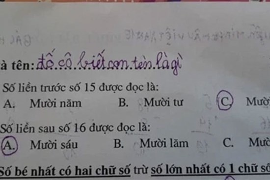 Cậu bé ghi đúng 7 chữ vào ô 