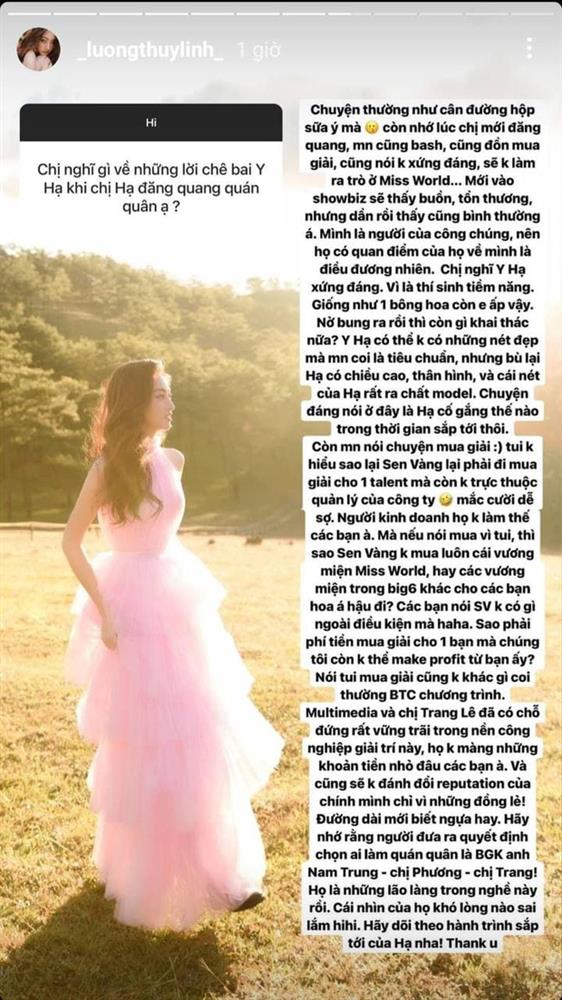 Hoa hậu Lương Thùy Linh đáp trả đanh thép khi bị đồn nhờ ê-kíp mua giải Quán quân The Next Face cho học trò-2