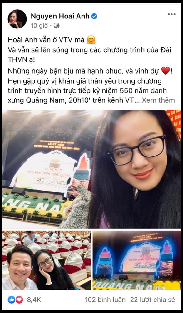 BTV Hoài Anh chính thức lên tiếng trước thông tin rời chương trình thời sự 19h của VTV và công việc ngay sau đó-2