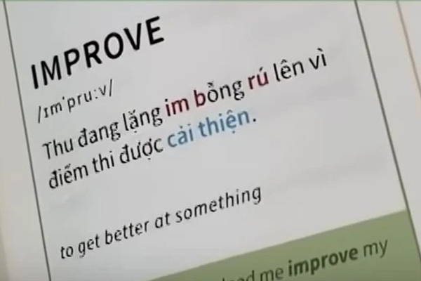 Sách tiếng Anh dạy cách đọc từ Improve nhưng lại viết 1 câu tiếng Việt, xem mà đến chịu-1