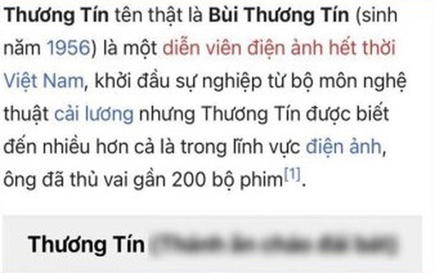 Quay xe với những người giúp đỡ mình, Thương Tín bị sửa thông tin trên Wikipedia bằng lời lẽ thô tục-1