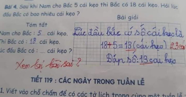 Trong bãi có 58 chiếc xe tải, 30 chiếc rời đi, hỏi còn lại bao nhiêu? Học sinh trả lời 28 bị gạch sai, dân tình tranh cãi nảy lửa-2