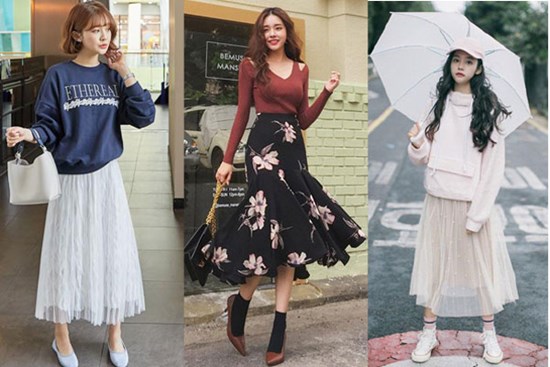 Mix đồ đón Tết với chân váy xòe dài xinh yêu hết nấc