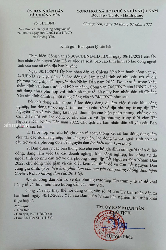 Một địa phương đính chính yêu cầu người dân phải về ăn Tết trước 22 ngày để kịp thời cách ly phòng dịch-3