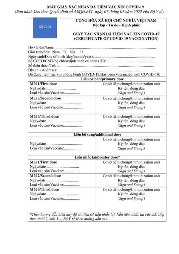 Bộ Y tế ban hành giấy chứng nhận tiêm gồm 7 mũi vaccine Covid-19-1