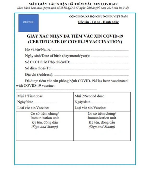 Bộ Y tế ban hành giấy chứng nhận tiêm gồm 7 mũi vaccine Covid-19-2