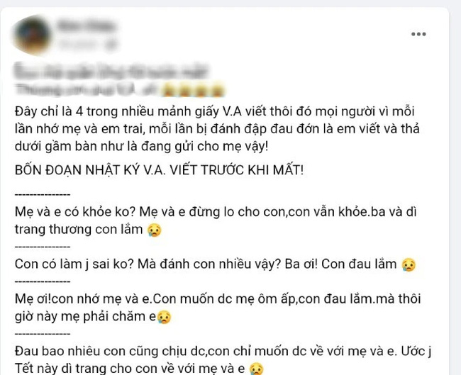 Xôn xao trang nhật ký nhàu nát đẫm nước mắt nghi của bé gái 8 tuổi bị mẹ kế bạo hành đến chết: Con muốn được mẹ ôm ấp, con đau lắm-3