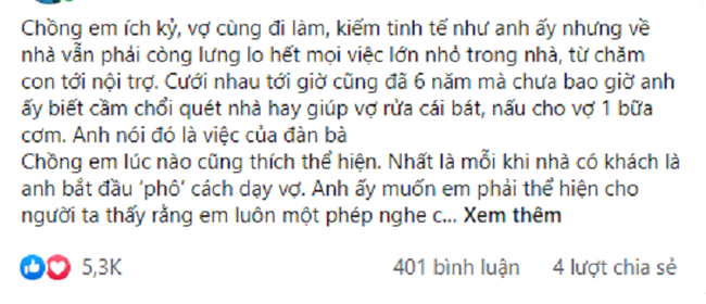 Để vợ rửa 3 mâm bát chồng còn bảo chẳng nhằm nhò, song phản ứng của cô mới thật sự khiến anh phải ngậm trái đắng-1