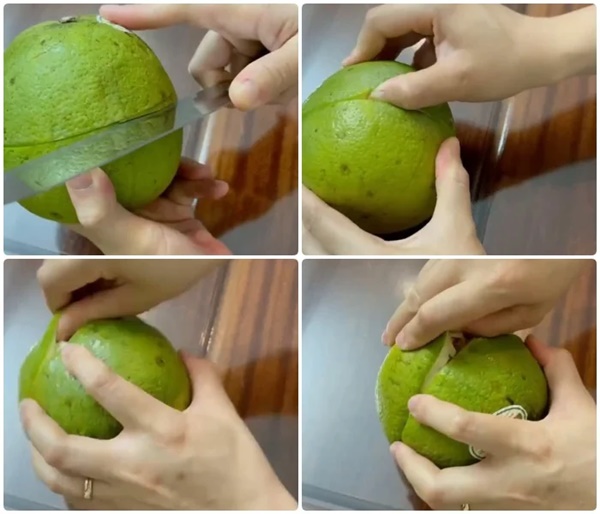 Dùng một chiếc thìa có thể lột vỏ bưởi nhanh gọn: Không đau tay, không làm nát múi-6