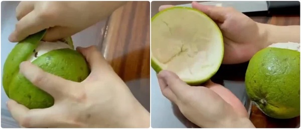 Dùng một chiếc thìa có thể lột vỏ bưởi nhanh gọn: Không đau tay, không làm nát múi-7