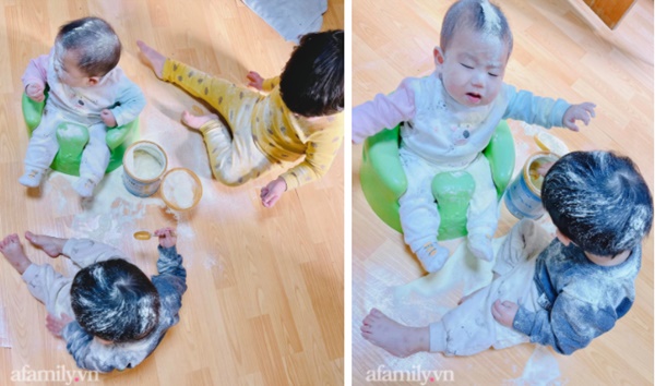 Mẹ nấu cơm ít phút, thấy các con yên ắng lạ thường, chạy lên xem thì thấy y như rằng tan hoang hết cả luôn rồi-2