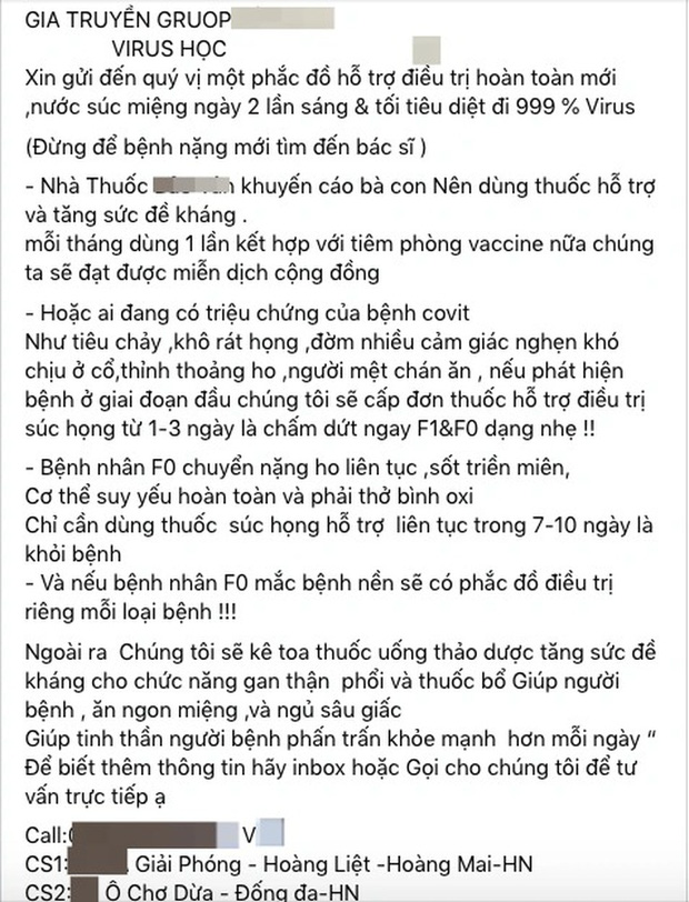 Choáng” với lời quảng cáo thuốc chữa Covid-19 gia truyền 4 đời” ở Hà Nội có khả năng trị… siêu virus, uống 2 lần thoải mái bỏ khẩu trang-1