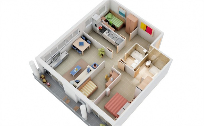 8 mẫu bản vẽ thiết kế căn hộ 3 phòng ngủ siêu thông minh để đáp ứng nhu cầu sinh hoạt của gia đình nhiều thế hệ-5