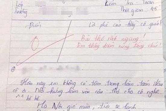 Viết vài dòng vào bài kiểm tra Toán, nam sinh khiến cô giáo tăng xông, cho ngay điểm 0 cùng lời phê: Em thấy xứng đáng chứ?