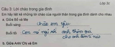 Học sinh lớp 3 viết về đoạn hội thoại của bố mẹ, cô giáo đọc xong ngượng đỏ mặt: Anh chị ơi tem tém lại, cháu nó chưa ngủ!-1